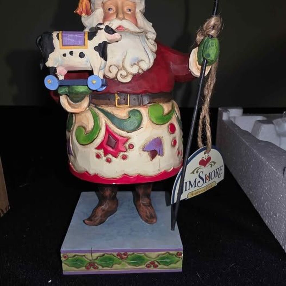 Jim Shore Holiday Fun w TAG Enesco 7" T Santa 2008 w Orig Box Styro Keeper
